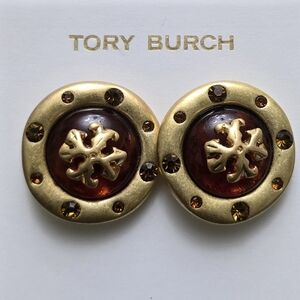 Tory Burch Gold and Amber Stud Earrings